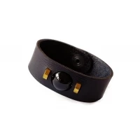 Onyx Leather Bracelet in Gold